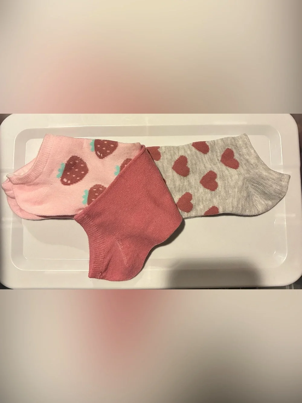 Sock bundle! 3 pair! Size Large Girls/Kids, Cute Patterns Hearts, Strawberries